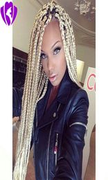 613 blonde Synthetic Lace Front Braid Wigs Pure Colour simulation human hair Wigs 30 Inch With Baby Hair Braided Wigs For Black Wo9582689