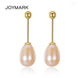 Stud Earrings JOYMARK Classic Simple Design 925 Sterling Silver Natural Rice Freshwater Pearl For Women Year Gift JPSE003