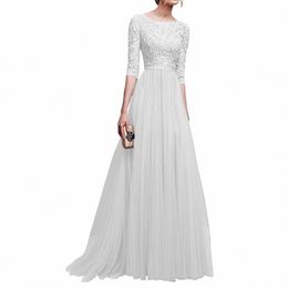 lg Sleeve Fi Women'S Dr O-Neck Casual Female Elegant Formal Dres Lg Maxi Gown Party Evening Prom Gala Vestidos m8WC#