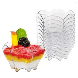 Disposable Cups Straws 24Pcs 90ML Dessert Cup Food Grade Thickened Plastic Flower Shape Cake Party Supplies Ice Cream Mousse