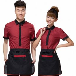 novel Dingheng Hotel Short Sleeve New Fast Food Uniform Waiter Western Restaurant Men and Women W5MX#