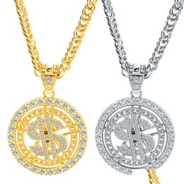 Pendant Necklaces High Quality Iced Out Sparking Bling Hip Hop Women Men Jewellery Choker Link Chain Gold Sier Us Dollar Necklace Drop D Dhnkb