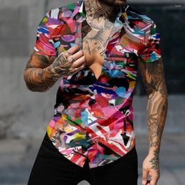 Men's Casual Shirts Fashion Hawaiian For Men Oil Painting Pattern Shirt 3D Print Cozy Short Sleeve Tops Beach Oversized Clothes