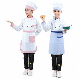 kid Costume for Chef Uniform Jacket Hat Apre Children Cosplay Kitchen Restaurant Clothes Performan0 ce Boys Girls Cook Costume 3173#