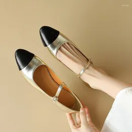 Casual Shoes Spring/Autumn Women Pumps Split Leather For Round Toe Low Heel Soft Mary Janes Mixed Colours