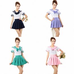 2020 Women Japanese Style Student Girl School Uniform Sailor Shirt+pleated Skirt Set Knitted Woman Cosplay Costumes Sexy JK Suit 84GD#