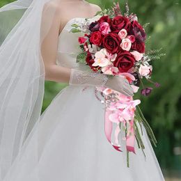 Decorative Flowers Wedding Bouquets Bridal Bouquet Tossing Silk Flower Bridesmaid Holding Artificial For Graduation