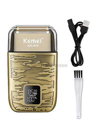 Electric Shavers KEMEI 3-Speeds Electric Razor Professional IPX6 Waterproof Metal Shell Beard Shaver with LCD Digital Display for Men 240329