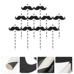 Disposable Cups Straws 20Pcs Man Mustache Paper Striped Drinking Decorative Beverage For Shower Birthday Party Black