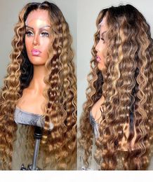 Long Deep New Wave Highlight 13X6 Front Human Wigs With Baby Hair Peruvian Blonde Full Lace Wig Natural Hairline 360 Frontal3297088 Line Al3297088 Wigs line