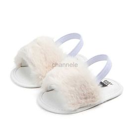 Sandals Summer Baby Shoes Soft Slippers Infant Girl Sandals Breathable Baby Fur Shoes Simple Elastic Sandals Home Casual Princess Shoes 240329