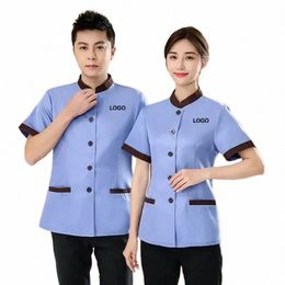 restaurant Ladies Housekee Costume Cleaning Waiter Top Work Shirt Pedicure Dishwer Staff Women's Uniforms Hotel Clothes M4Ga#