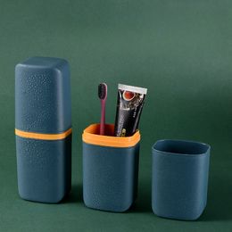 Portable Travel Toothbrush Cup Detachable Toothbrush Storage Box Including 2 Cups Toothpaste Storage Toothbrush Case And Carrier