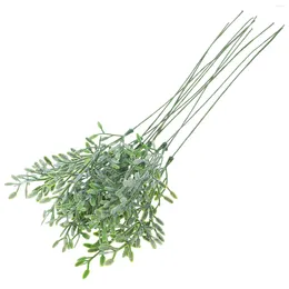 Decorative Flowers 10 Pcs Simulated Green Plant Decoration Fake Stems Combination Plants Artificial Greenery Leaves Plastic Faux Picks Bride