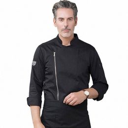 high Quality Black Lg Sleeve Master Cook Work Uniforms Restaurant Hotel BBQ Kitchen Workwear Clothing Food Service Chef Tops m8g1#