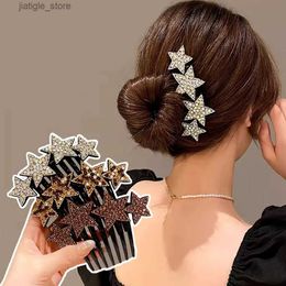 Hair Clips Pentagram Hair Comb Shiny Colour Non-slip Hairpin Women Bangs Clip Hair Clips For Women Korean Rhinestone Hair Accessories Comb Y240329