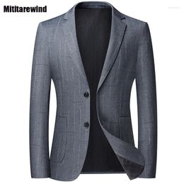 Men's Suits 2024 Spring Blazers Men Brand Suit Business Causal Luxury No Ironing Gray Slim Fit Plaid Jacket Fashion Coats