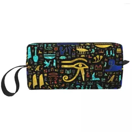 Storage Bags Ancient Egyptian Hieroglyphs Makeup Bag For Women Travel Cosmetic Organiser Cute Egypt Symbol Toiletry