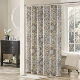 Shower Curtains Mandye Taupe Farmhouse Polyester Waterproof Printed Khaki Paisley Fabric Decoratived Vintage Tan Curtain