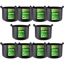 Bags 10 Pack 3/5/7/10 Gallon Grow Bags Heavy Duty Thickened Nonwoven Plant Fabric Pots with Handles Suitable for Vegetables Flowers