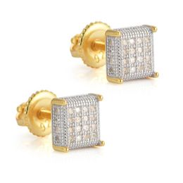 925 Silver Fashion Women Mens Earrings Hip Hop Diamond Stud Earings Iced Out Bling CZ Rock Punk Round Wedding Gift196o