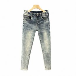 summer Luxury Korean Style Brand Men Jeans Light Wed Cowboy Pants Casual Men's Slim Denim Jeans Elastic Stretch Skinny Pants 7222#