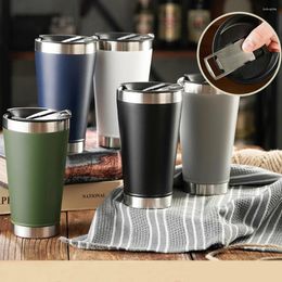 Mugs 20oz Stainless Steel Thermal Mug Wine Glasses With Lid & Bottle Opener Double Wall Cooler Drinks For Party Supplies