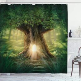 Shower Curtains Tree Curtain Of Life Themed Arrangement With Thirving Jungle Spring Season Cloth Fabric Bathroom Decor S