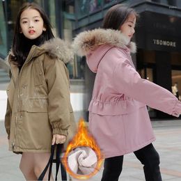 Down Coat Girls Winter Jacket Fleece Thicken Warm For Kids Clothes Hoodie Cotton Children Outerwear 14 Y Teens Overcoat