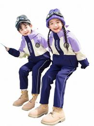 technical jacket for primary school students, kindergarten uniforms, Autumn and winter cold-proof outdoor jacket., purple detach B8qk#