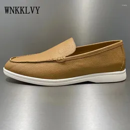 Casual Shoes Men's Kid Suede Round Toe Genuine Leather Comfort Loafers 2024 Spring Outwear Lazy Mules Classic Flat Walking