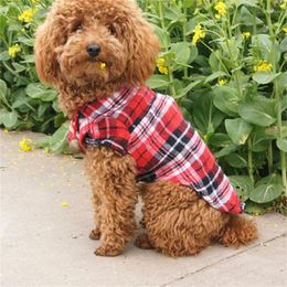 Dog Apparel Pet Lattice Print Jumpsuit Overall Spring Summer Outdoor Lapel Neck Shirt Thin Small Lovely