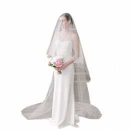 topqueen V131 2 Tier Minimalist Wedding Veil with Blusher Veil for Bride Bachelorette Party Bride Accories Bridal Veils 85r9#