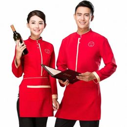 restaurant Work 89 Black Sleeve Hotel Autumn Chinese Lg Waiter Customised Clothes Uniform Winter m1bu#