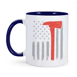 Mugs Firemen Mug Firefighter Gifts For Men Coffee With Thin Red Line Flag Fireman Department First Responder Christmas Gift