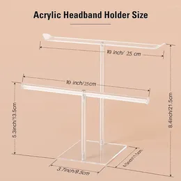 Hooks Acrylic Clear Headband Holder Storage Display Organizer Stand For Jewelry Ring Band Necklaces Showcase Rack