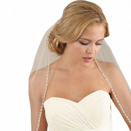 topqueen Beaded With Rhinestes Bridal Veil Cathedral Crystal Edge Wedding Veil For 2023 White Soft Wedding Accories V196 j9zl#