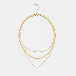 Chains 3-layer Snake Chain Necklace For Women Stacking Jewellery 14K Gold Plated Stainless Steel Chunky NecklaceChains Heal22235O