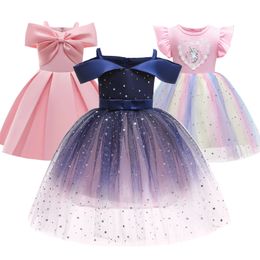 210 Years Girl Kids Elegant Party Dresses Sequins Tulle Pageant Princess Dress Children Ball Gowns Formal Costume 240318