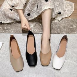 Casual Shoes Woman Shoe Loafers With Fur Female Footwear Square Toe Modis Slip-on Shallow Mouth Autumn Retro Dress 2024 Slip On Gr