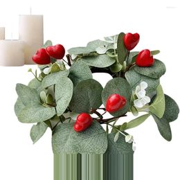 Decorative Flowers Artificial Candle Ring Valentine's Day Pillar Romantic Rings Realistic Plants Wreath Holder For Anniversary