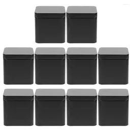 Storage Bottles 10 Pcs Candy Jar Tinplate Small Square Portable Metal Set 10pcs (black) Boxes For Cookies Packaging Wedding Tins Tea