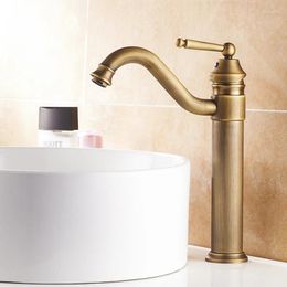 Bathroom Sink Faucets 360 Degree Rotation Antique Brass Classical Tall Basin Faucet Mixer Tap Deck Mounted
