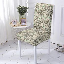 Chair Covers Money US Dollar Printed Spandex Stretch Elastic Universal Chairs Cover Slipcovers For Dining Room Wedding Banquet