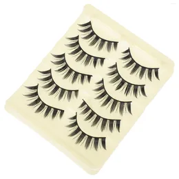 False Eyelashes 5 Pairs Fake Lashies Fluffy Women Makeup Tools Slender Lashs Girls Fibre