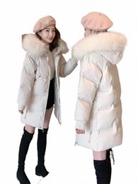 winter Down Padded Jacket Women's Hooded Jackets Korean Loose Thick Warm Solid Lg Parka Coat Big Fur Collar Cott-Padded Coat Q7gZ#