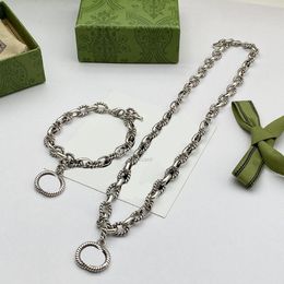 Chic Interlocking Letters Necklace Jewelry Sets Designer Bracelets Silver Stamps Necklaces Women Pendant Bracelet With Box217D