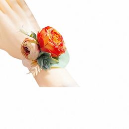 artificial Rose Wrist Corsages Hand Fr Bridesmaid Silk Fr Bracelet Wedding Bridal Wrist Fr Accories Party Decor p6Kv#