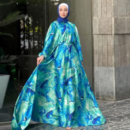Ethnic Clothing Fashion Women Middle East Printed Long Sleeve Dress Dubai Muslim Abaya Kaftan Spring Party Robe Gown 2024 Vestidos