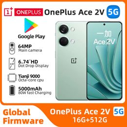 Oneplus ACE 2V 5G Mobile Phone Dual SIM NFC 6.74'' 16GB RAM 256GB ROM 64MP+8MP+16MP Dimensity 9000 Original Used Phone